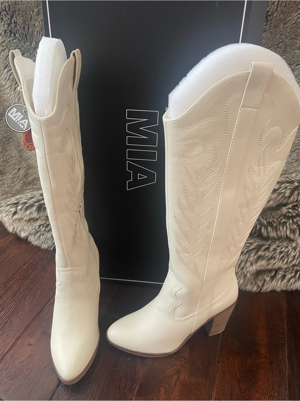 MIA Cream Heeled Boots